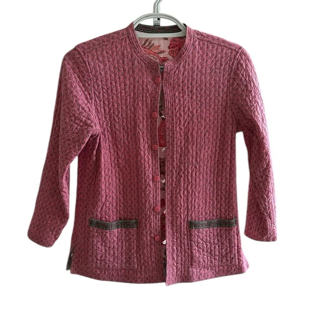 Quilted Reversible Jacket Pink Print M - Picture 2 of 5